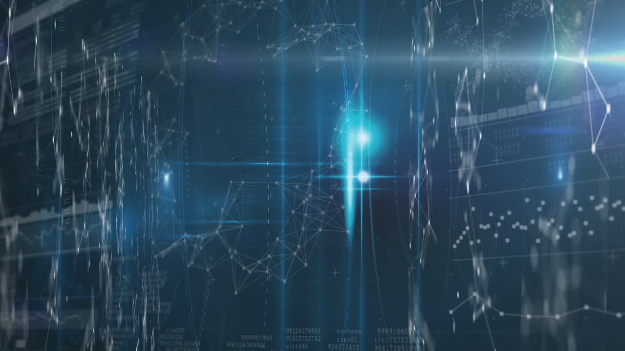Animation of numbers, lights and connections