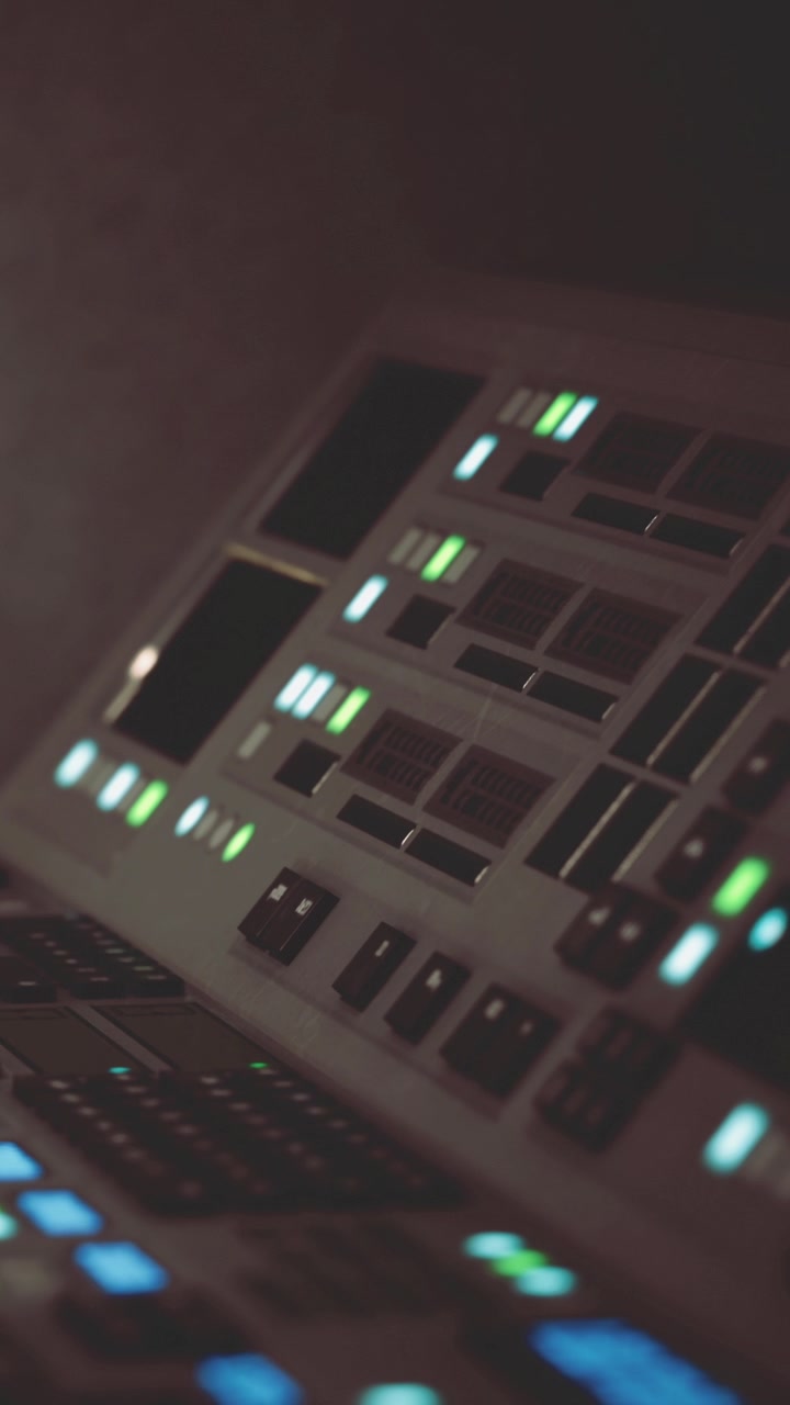 Innovative control panel with glowing lights in a modern studio setting