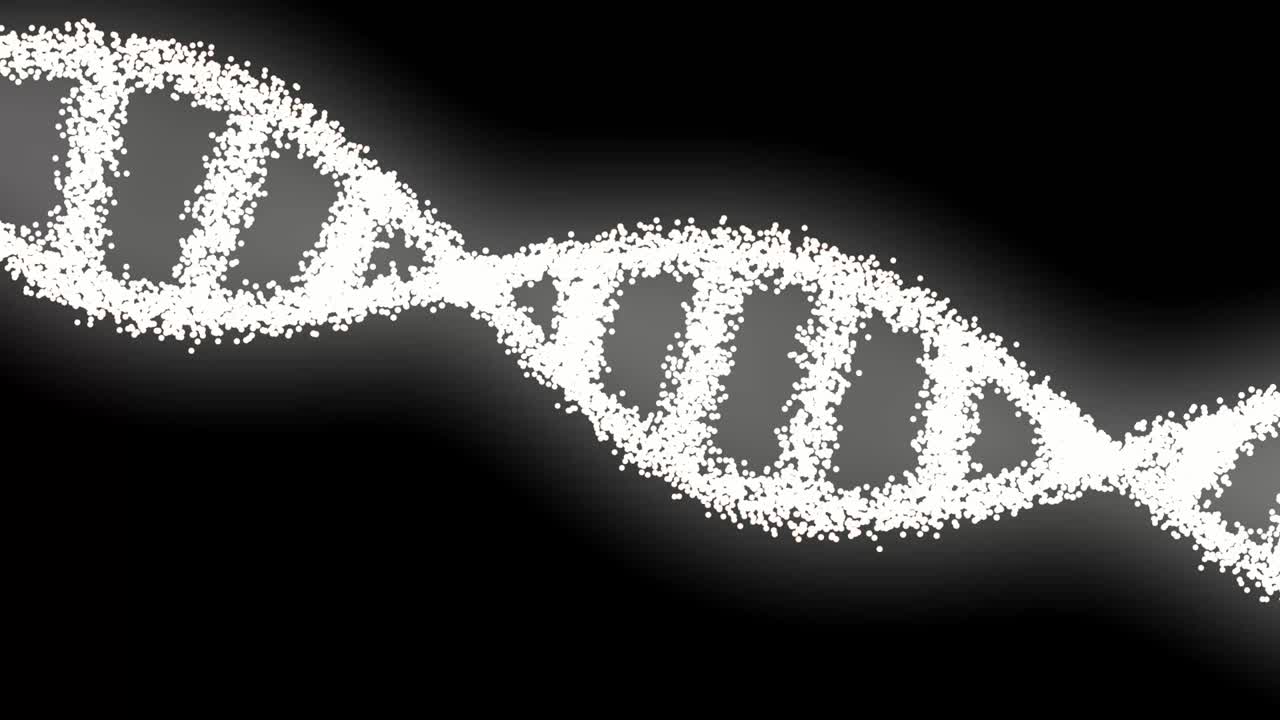 adn giratorio molécula brillante en fondo azul. concepto de genética. estructura de la molécula de adn. concepto de ciencia y fondo de color