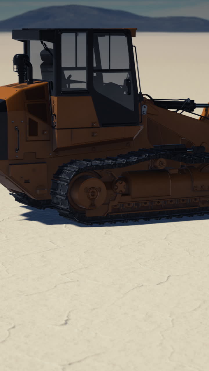 tractor de arrastre en el paisaje del desierto naranja