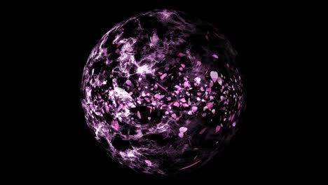 millones de partículas rosas hojas de sakura en la bola de agua abstracta esfera y ola gota de lluvia en la superficie