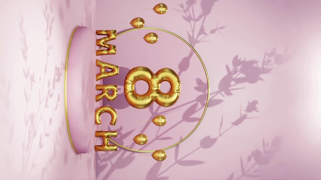 vertical of march 8 International Women's Day is a global holiday animation of flower pink background for e-commerce sale
