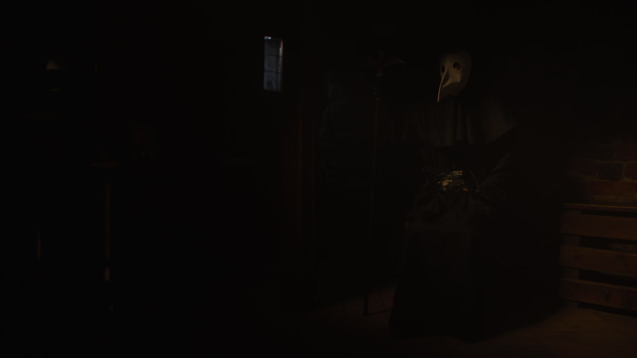 Plague Doctor in a Dark Room