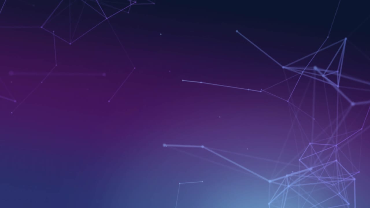 animación de redes de conexiones girando sobre un fondo púrpura