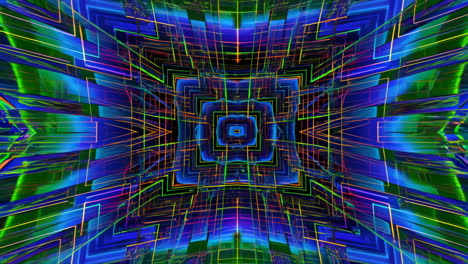 abstract kaleidoscope of geometric shapes and neon lines