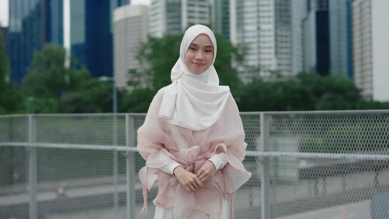Stylish Muslim Woman in Cityscape