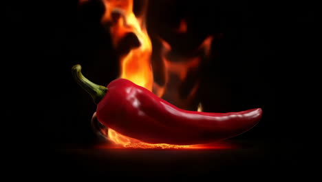 loop black background with red chili peppers on fire