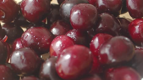 close-up of wet cherries
