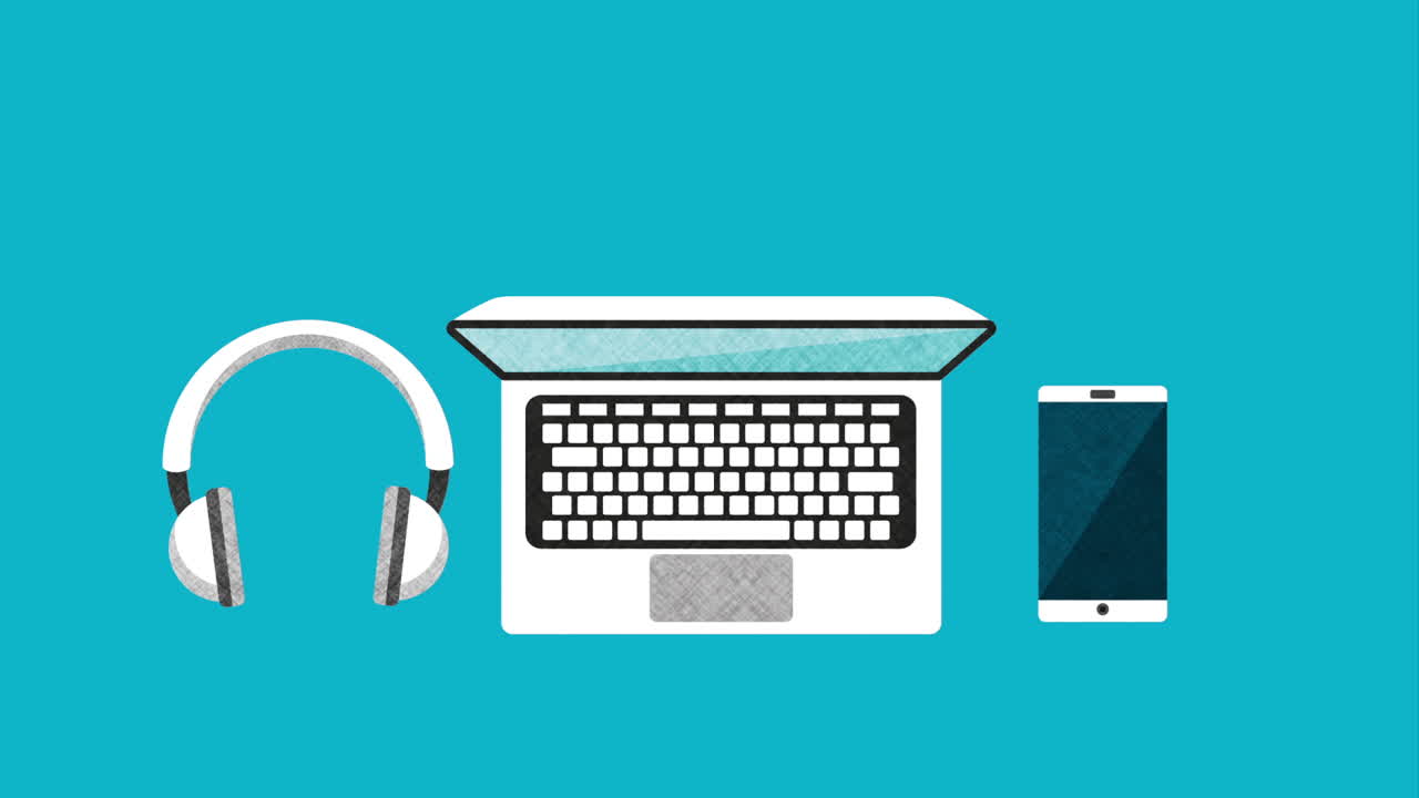 노트북, 헤드폰, 휴대전화