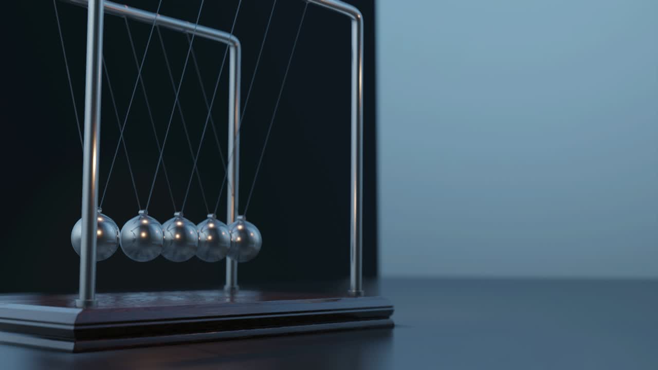 뉴턴의 요람이 흔들리고 움직이고 있다.