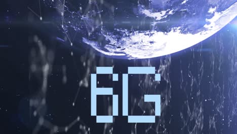 animación de texto 6g, globo y procesamiento de datos por computadora