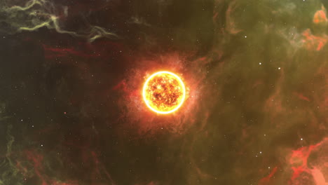 fiery sun in the vastness of space