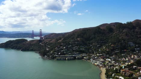 sausalito city in marin county near san francisco bay area, california - aerial