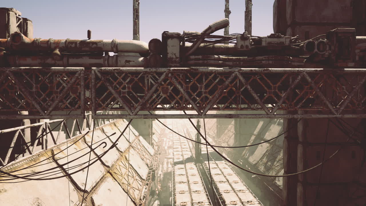 High tech industrial landscape with complex machinery and structures