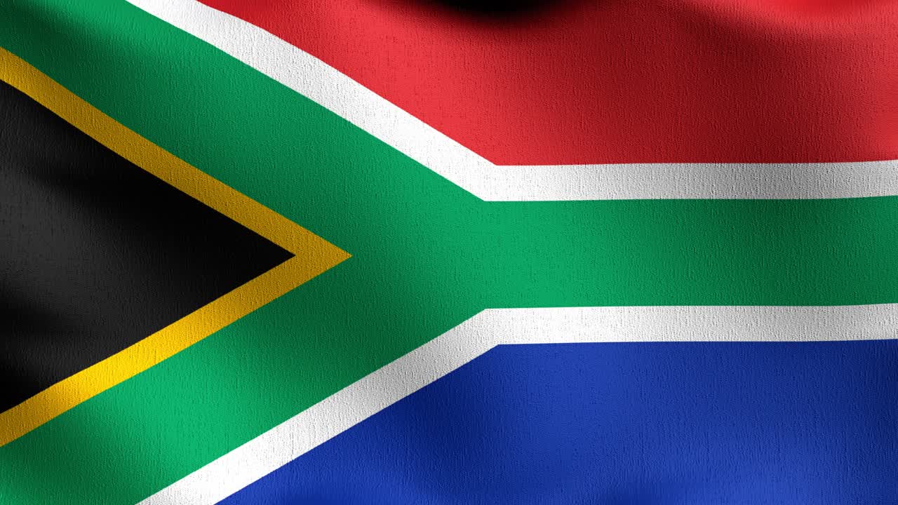 없는 루프 4k vdo: 바람에 날아다니는 남아프리카 공화국 국기, 고립된 공식 애국적 추상 디자인, 흔들리는 표지 기호의 3d 렌더링 일러스트레이션