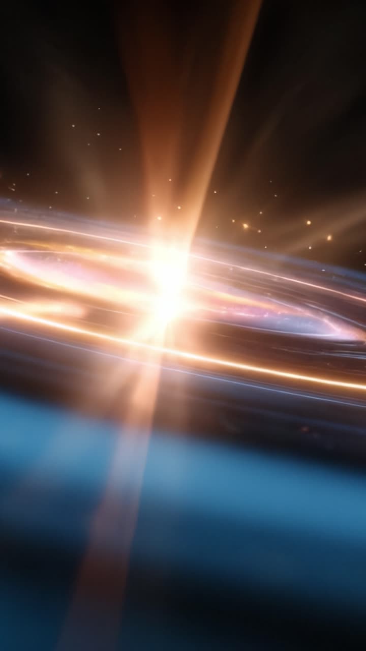 Spettacolare vista di un'esplosione cosmica in una galassia, che mostra un centro luminoso circondato da luce vorticosa e stelle in un'affascinante esibizione cosmica di energia.