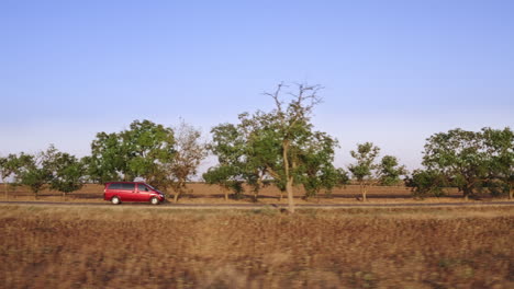 Plano-General-De-Dar-Un-Paseo-Tranquilo-Por-Una-Carretera-Rural-Bordeada-De-árboles