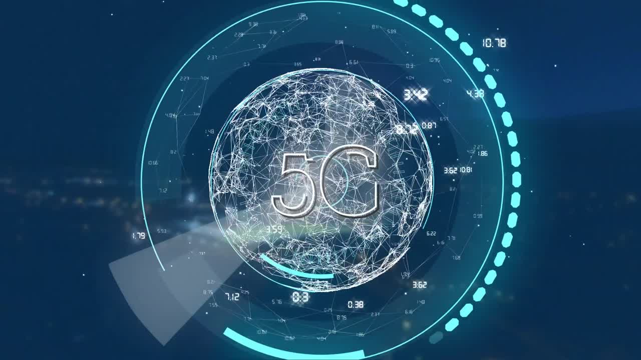 회전하는 지구상에 표시된 5g