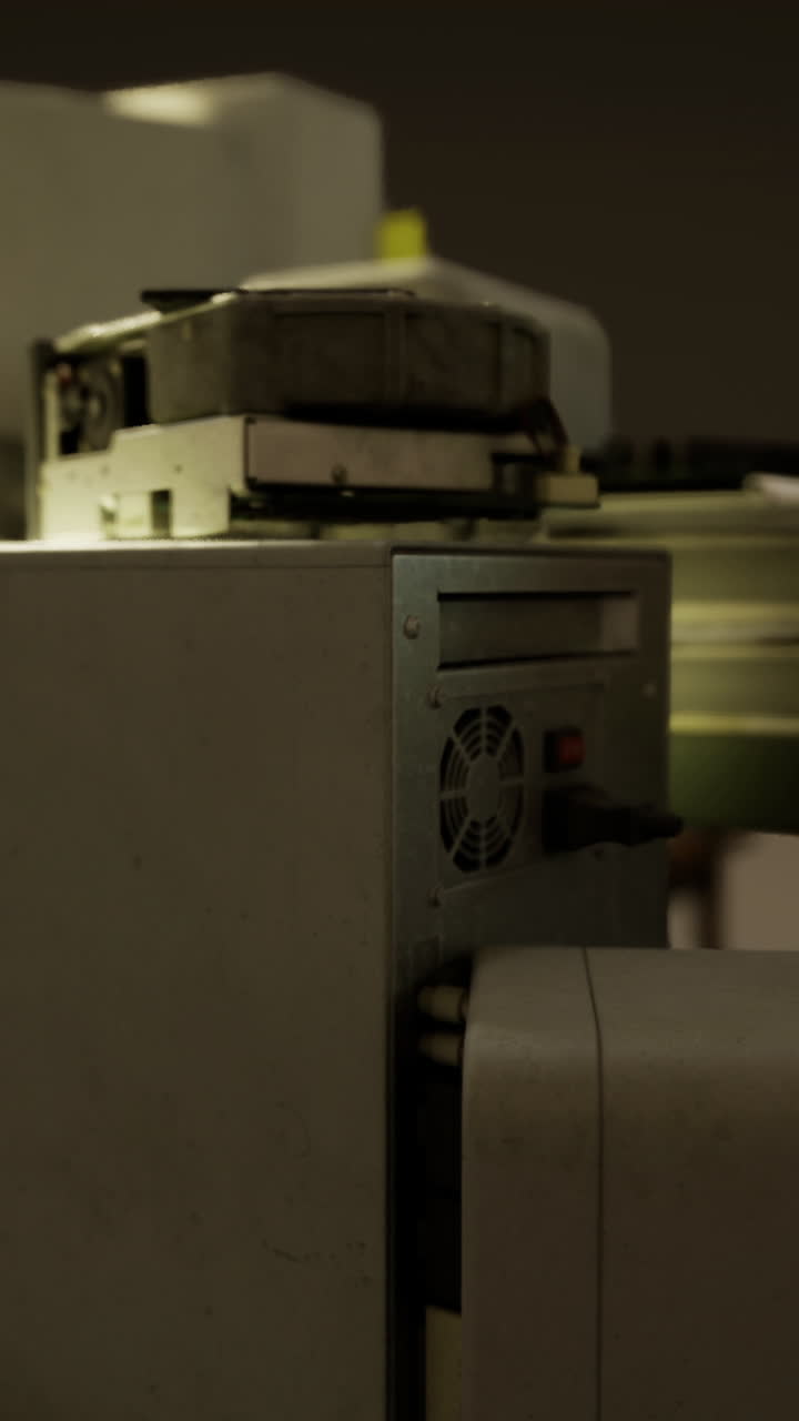 Vintage technology collection in a dimly lit creative workspace