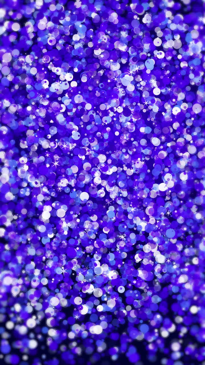 Festive background with falling shiny round confetti. Blue particles iridescent and shimmering. Looped animation. Vertical video.