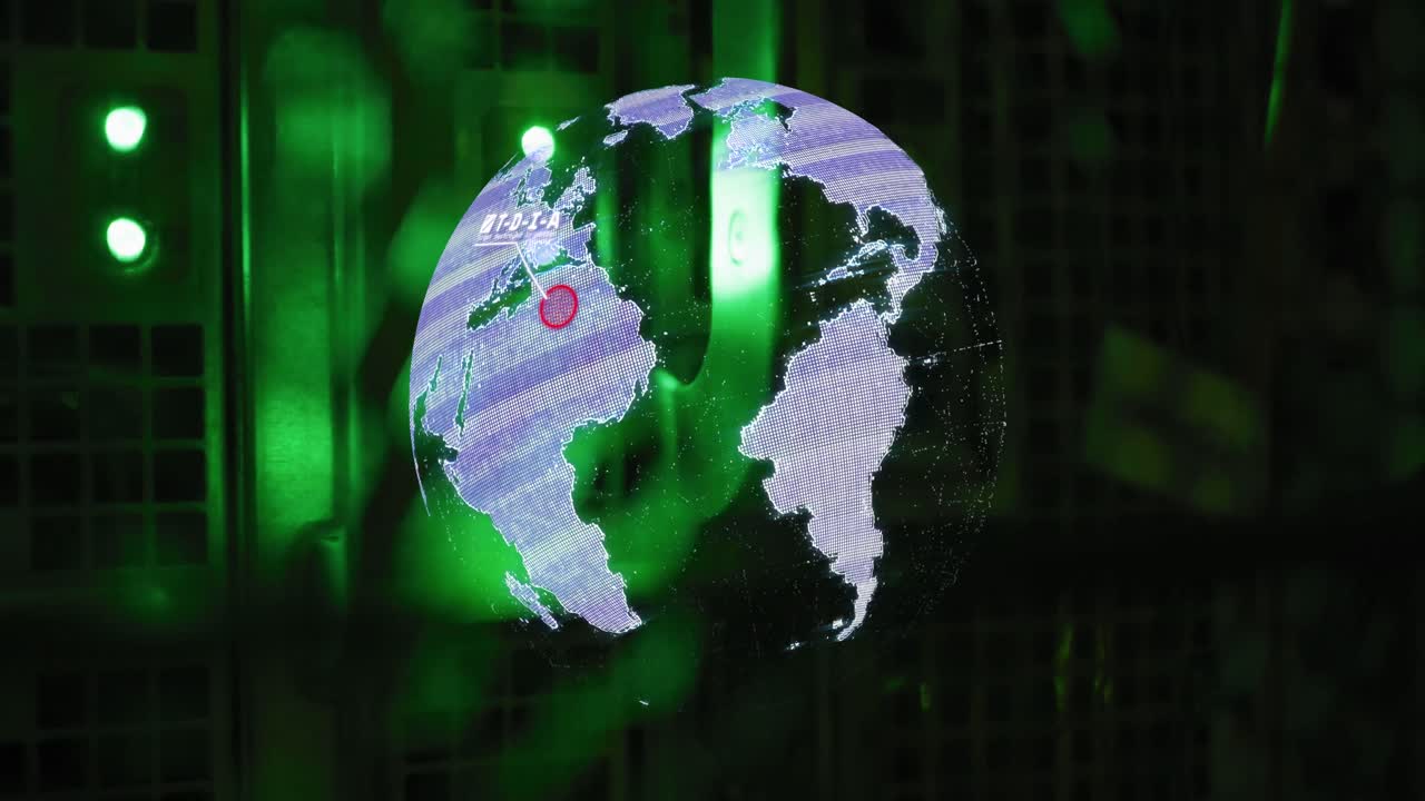 animación del globo sobre la sala del servidor