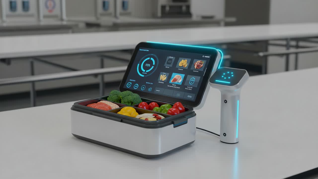 Innovative Food Preparation Device with Touchscreen Interface and Smart Technology for Efficient Cooking and Meal Management in Modern Kitchens