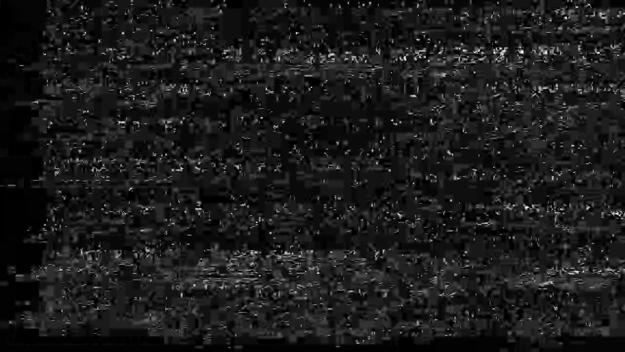 Analog TV Static and Glitch Interference on a Black Screen