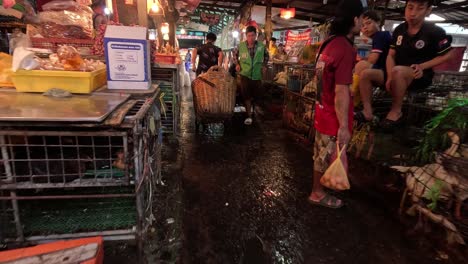 vendors and shoppers busy in a night market