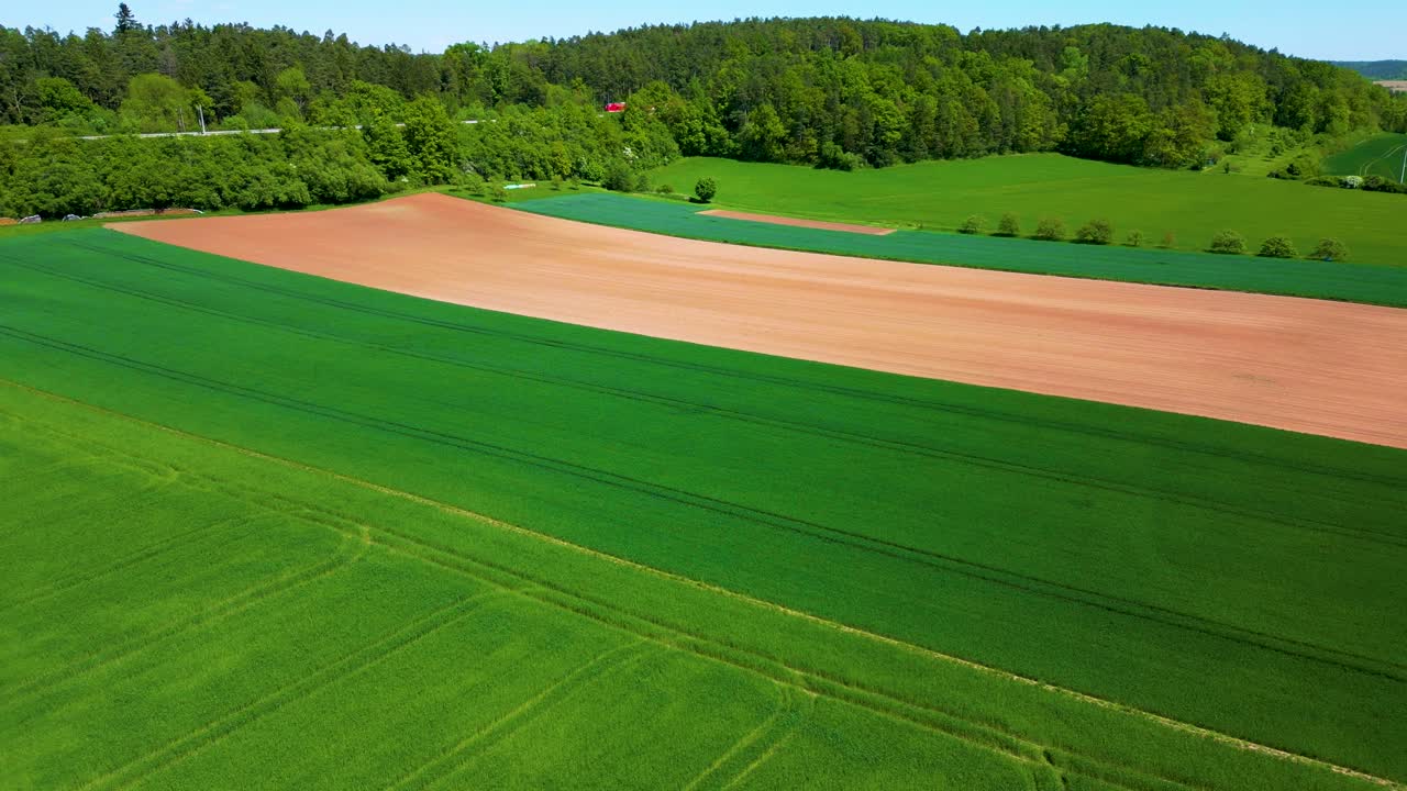 4K Aerial Drone Video of Farmland outside the Village of Sachsen near Ansbach, Germany