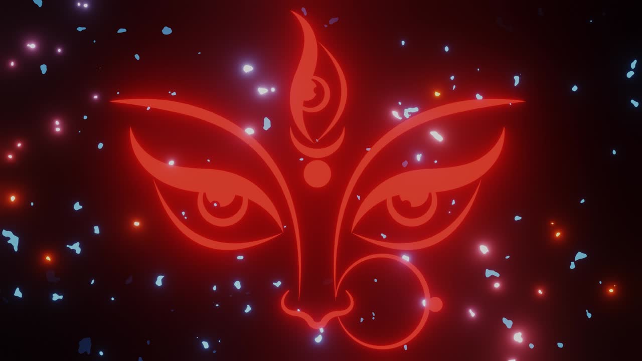 Face of Hindu Goddess Maa Durga or Mother Durga. Concept of Hindu religious festival Durga Puja.