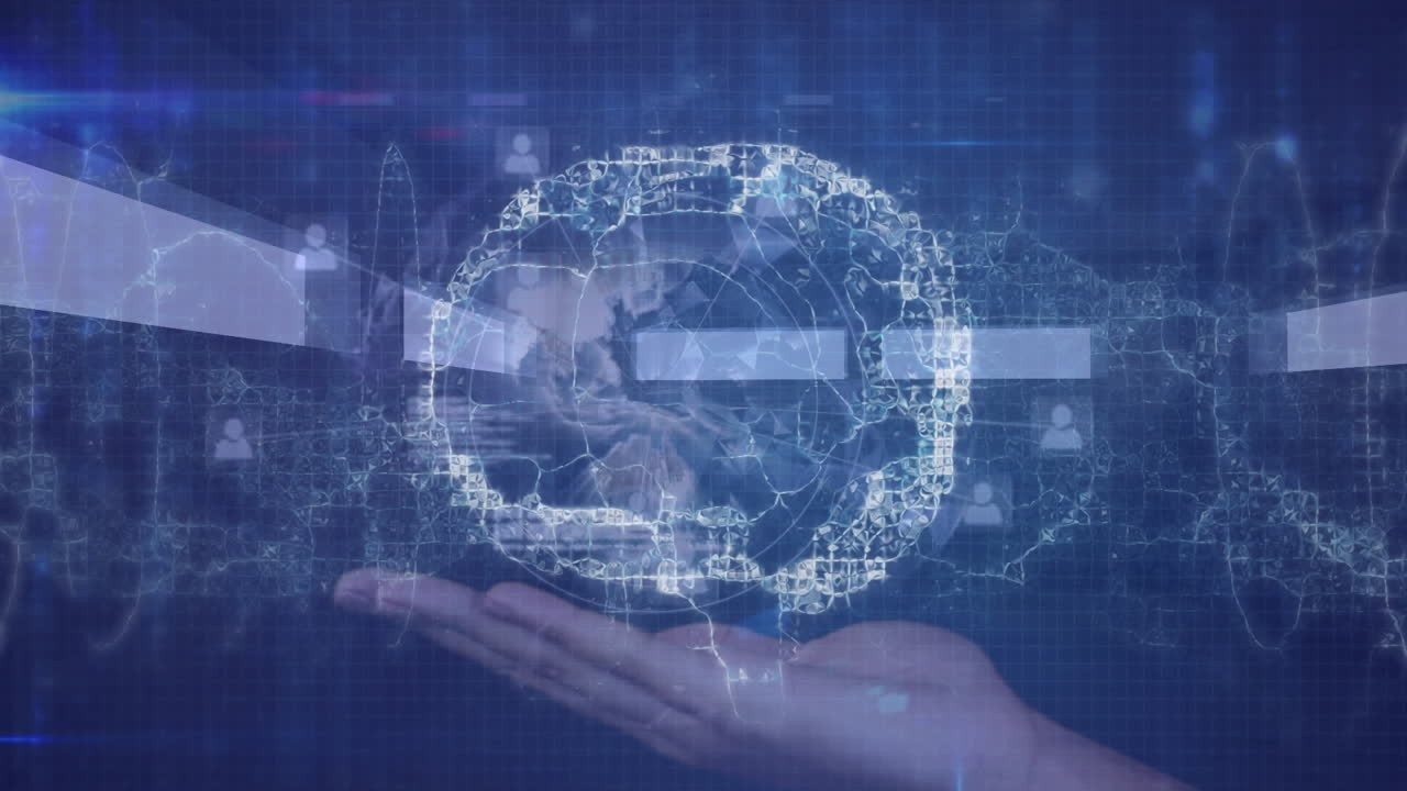 人間の脳,dna鎖,および青い背景の接続ネットワークのアニメーション