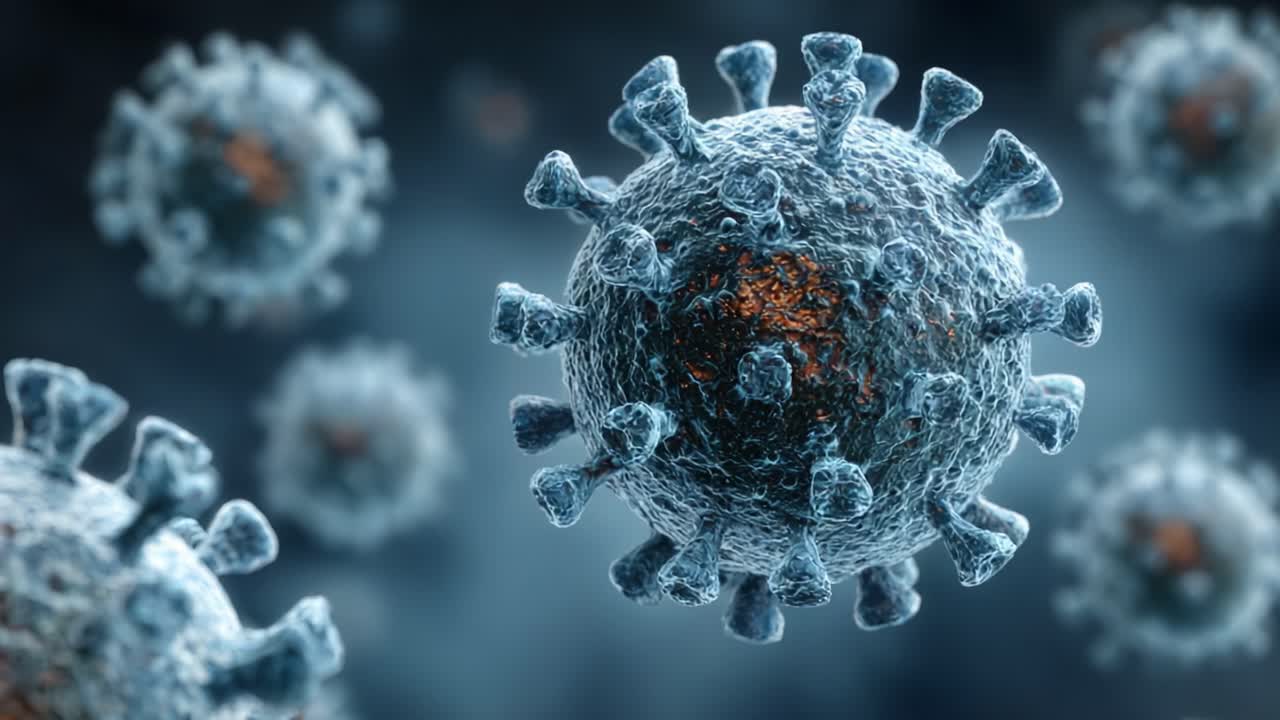 Visualizzazione dettagliata di virus al microscopio: esplorazione di forme di vita microscopiche e delle loro complesse strutture per studio e consapevolezza scientifica