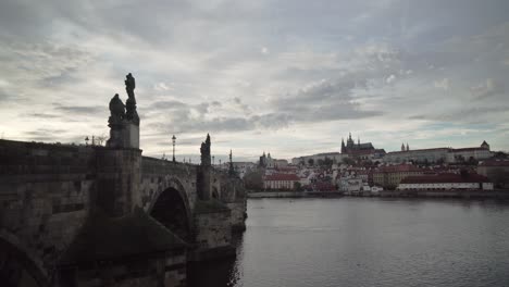 charles bridge or karluv most side wide angle view, panning right, no people day