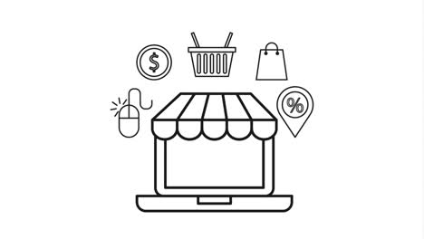 online shopping on laptop