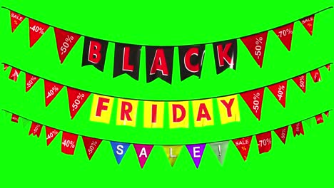 black friday colored garland elements with separate mask in 4k