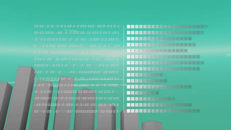 Animation-of-loading-bars,-graph,-binary-code-and-computer-language-over-abstract-background