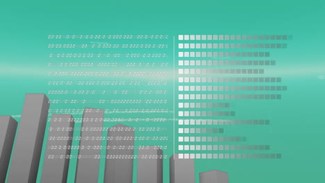 animación de barras de carga, gráfico, código binario y lenguaje informático sobre un fondo abstracto