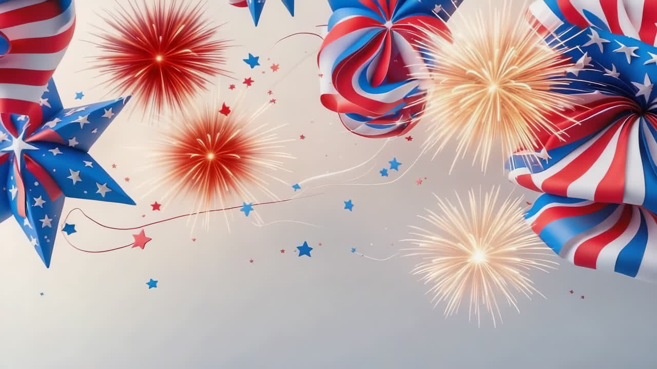Patriotic Fireworks and Stars Celebration