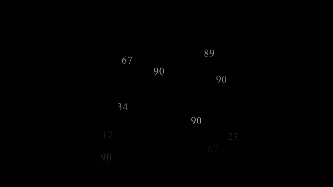 Futuristic code or message made with expanding numbers displayed in white on black background