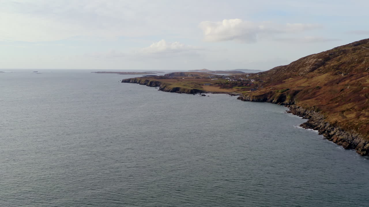 Drone pans showcasing Ardmore coastline, featuring Clifden Bay, Connemara