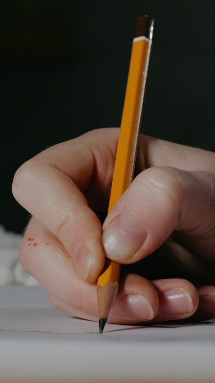 Hand holding a pencil and writing