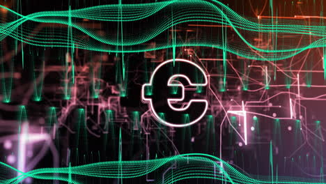 Euro-currency-symbol-with-digital-waves-and-data-processing-animation