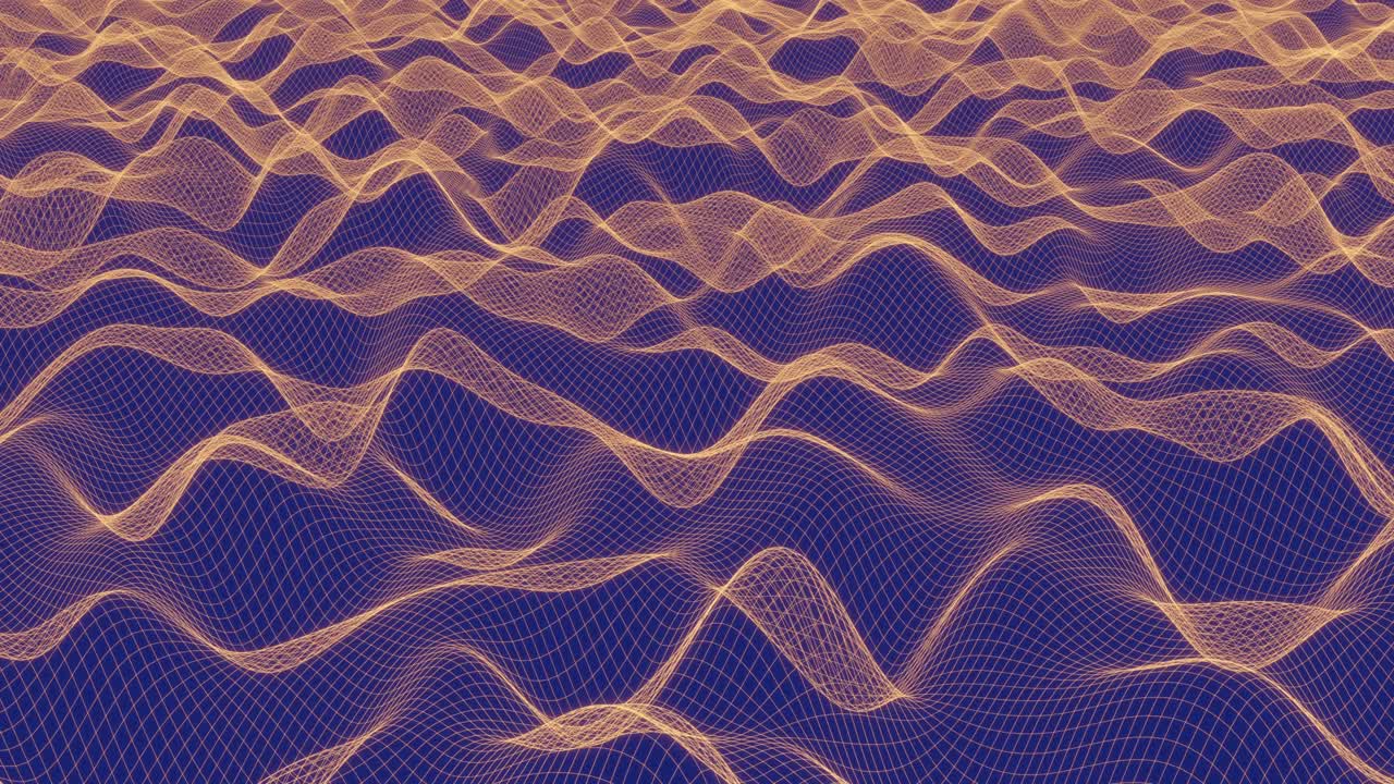 3d renderización de la onda del marco de alambre moviéndose lentamente en el fondo oscuro.