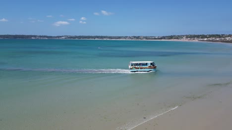 elizabeth castle amphibious ferry.  st helier jersey  aerial