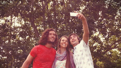 en formato de alta calidad amigos felices en el parque tomando selfies