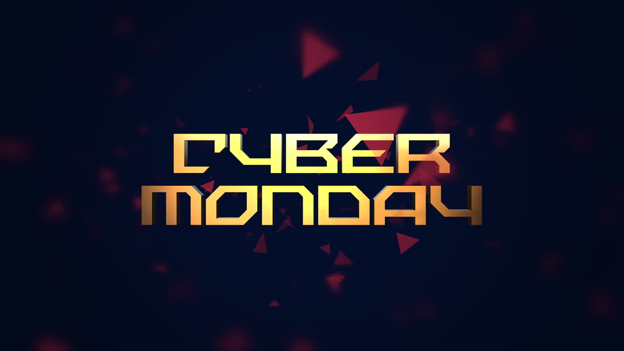 Testo Cyber Monday con triangoli volanti