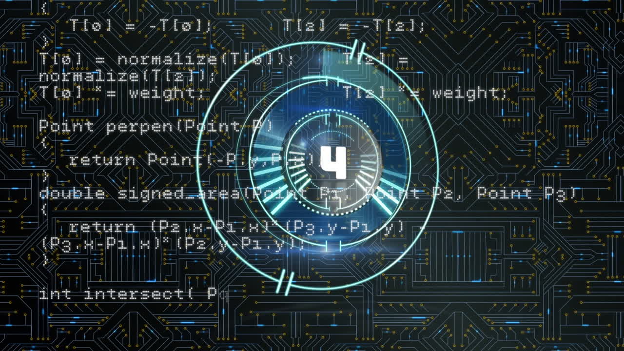 animación de la cuenta atrás y procesamiento de datos a través de un circuito integrado