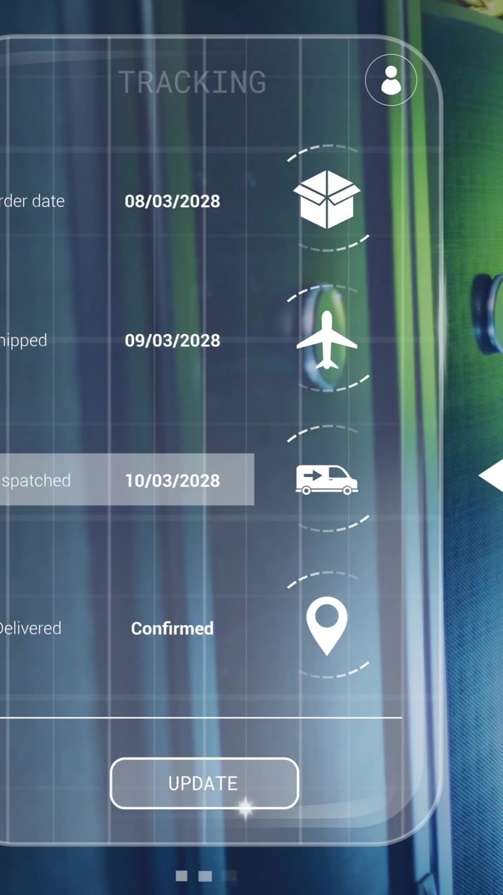 Showing animation of order details and bar graph in server room background