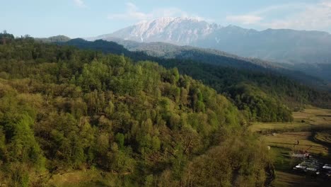 Beauty-soft-creamy-skin-of-the-nature-in-forest-in-sunset-time-bio-agriculture-health-rice-paddy-field-farm-farmer-land-market-terrace-river-side-old-tree-green-golden-hills-blue-clear-sky-mount