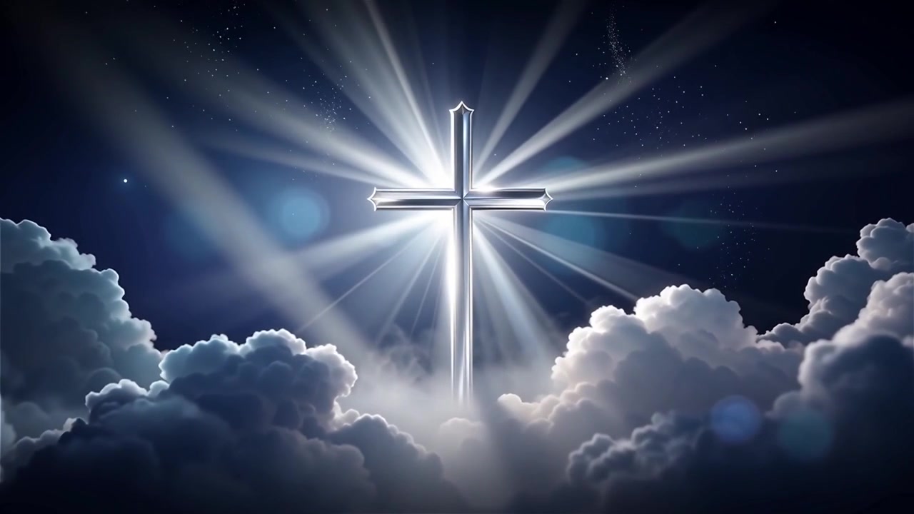 Christian Cross Heavenly Light Worship Background